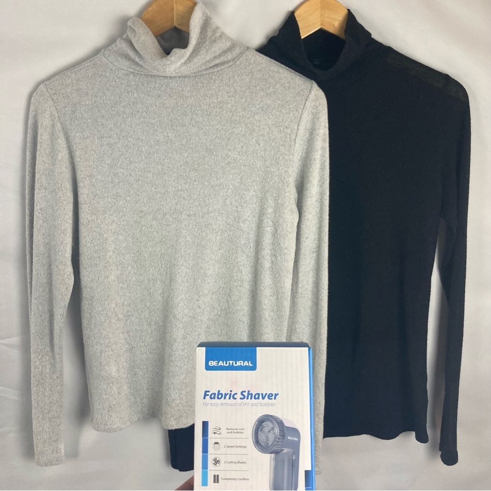 2 Express Mock Turtlenecks — Free Sweater Shaver!